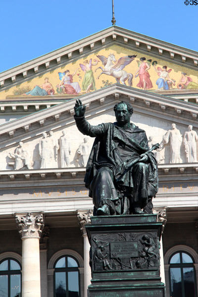 King Maximilian I Joseph of Bavaria monument (1835) before Bayerische Staatsoper. Munich, Germany.