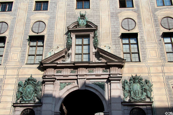 Munich Residenz facade details on Residenzstraße. Munich, Germany.