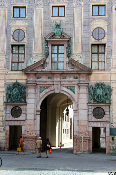 Munich Residenz facade details on Residenzstraße. Munich, Germany.