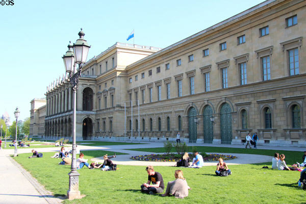 Munich Residenz garden courtyard & facade. Munich, Germany.