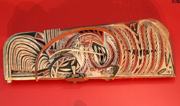 Carved frieze from northern New Ireland Polynesia at Five Continents Museum. Munich, Germany.