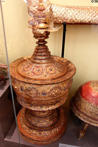 Decorated food container (19thC) from Myanmar at Five Continents Museum. Munich, Germany.