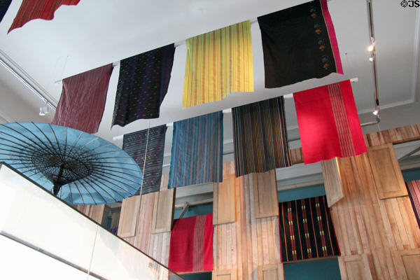 Cloth weavings from Myanmar at Five Continents Museum. Munich, Germany.