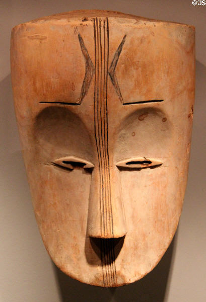 Carved helmet mask from Fang culture of northern Gabon at Five Continents Museum. Munich, Germany.