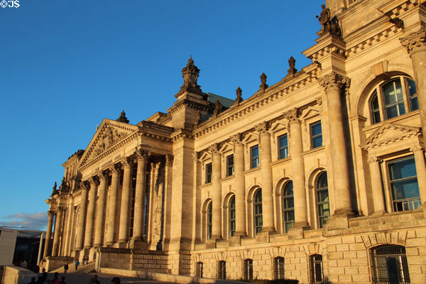 German Bundestag (1884-94) originally Reichstag of German Parliament until gutted by fire in 1933 & unrestored until after fall of Berlin Wall. Berlin, Germany. Architect: Paul Wallot.