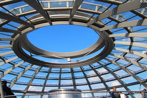 Upper opening of German Bundestag dome. Berlin, Germany.