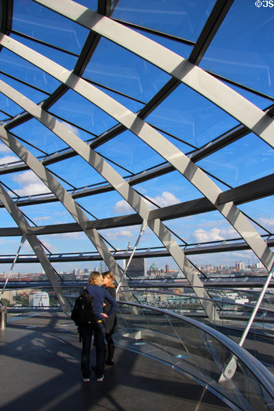 On spiral ramp of German Bundestag dome. Berlin, Germany.