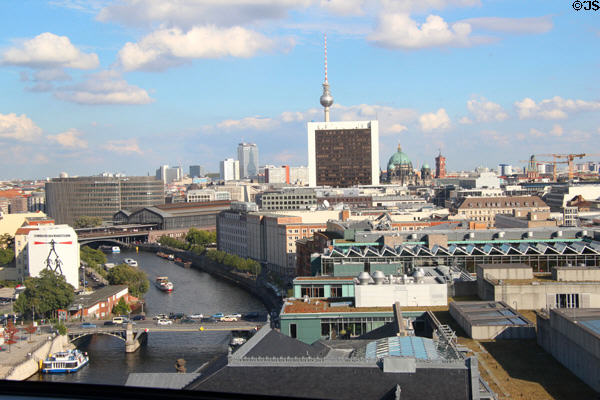 Looking east from top of German Bundestag. Berlin, Germany.