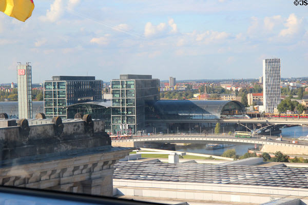 Berlin Central Rail Station from top of German Bundestag. Berlin, Germany.