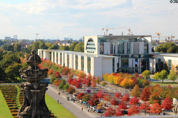 German Chancellery building (2001) seen from Bundestag. Berlin, Germany. Architect: Axel Schultes & Charlotte Frank.