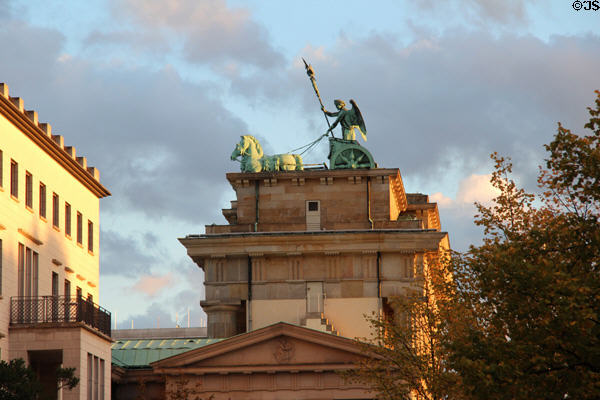 Quadriga of Victory atop Brandenburg Gate. Berlin, Germany.
