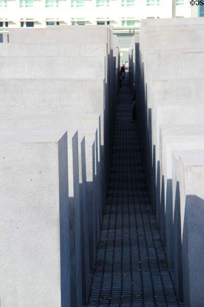 Monument to Murdered Jews of Europe like a darker maize. Berlin, Germany.