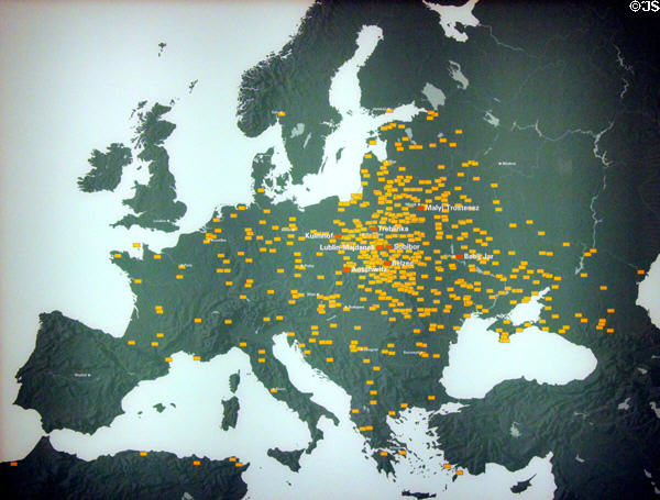 Map of Nazi concentration camps at Monument to Murdered Jews of Europe. Berlin, Germany.