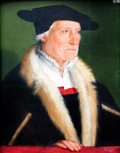 Portrait of Kosmograph Sebastian Münster (1552) by Christoph Amberger from Augsburg at Berlin Gemaldegalerie. Berlin, Germany.