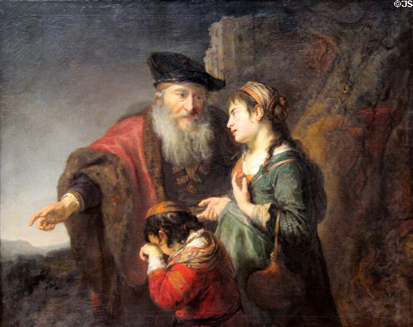 Repudiation of Hagar painting (c1640-2) by Govert Flinck at Berlin Gemaldegalerie. Berlin, Germany.