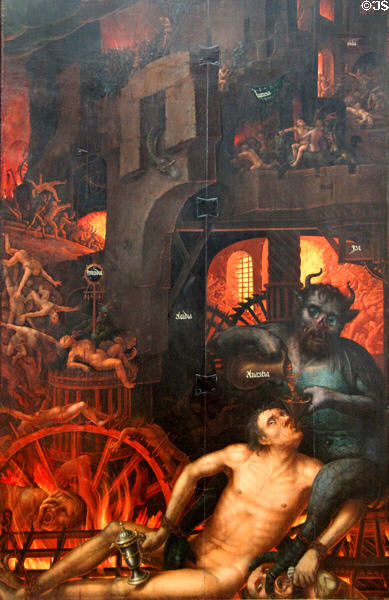 Detail of Last Judgment triptych painting (c1520-25) by Jean Bellegambe from Douai at Berlin Gemaldegalerie. Berlin, Germany.