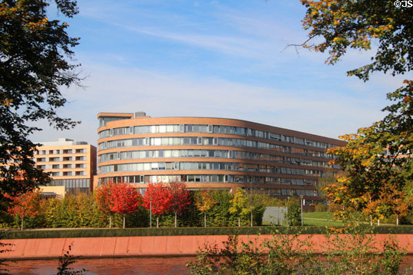 Fall scene on waterway in Berlin. Berlin, Germany.