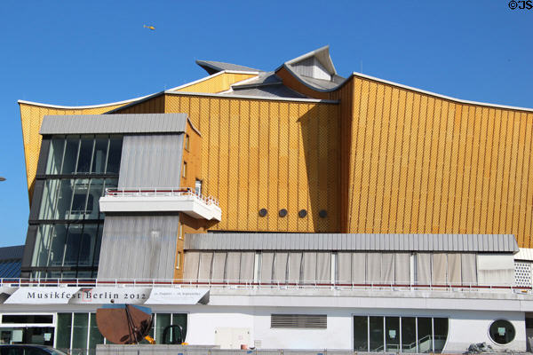 Facade details of Berlin Philharmonie. Berlin, Germany.