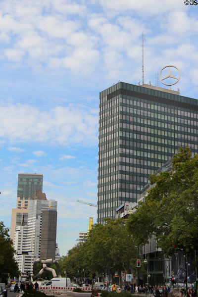 Kurfurstendam streetscape with Kaiser Wilhelm Memorial Church. Berlin, Germany.