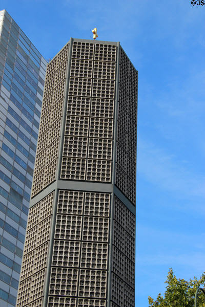 Hexagonal replacement tower for ruined Kaiser Wilhelm Memorial Church. Berlin, Germany.