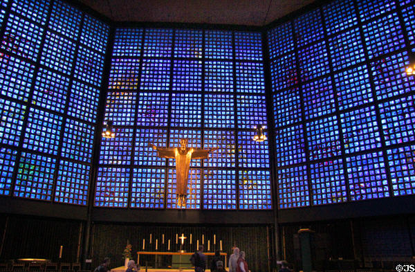 Interior of Gedächtniskirche of Kaiser Wilhelm Memorial Church on Kurfurstendam. Berlin, Germany.