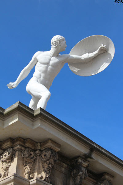 Detail of Greek warrior at Charlottenberg Palace. Berlin, Germany.