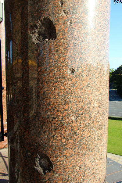 World War II bullet holes in Victory Column. Berlin, Germany.