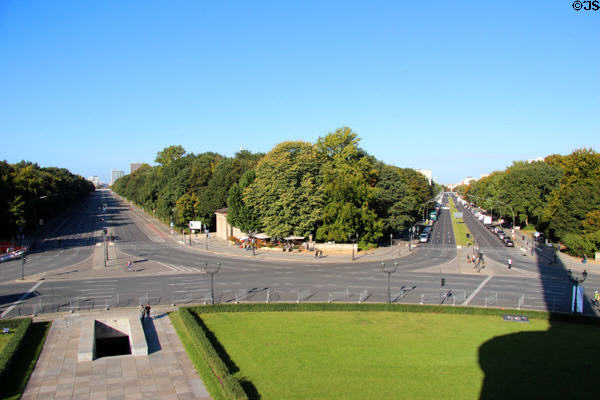 Looking from Victory Column to roads radiating through Tiergarten Park. Berlin, Germany.