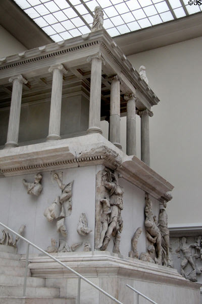 Hellenistic carvings of right wing of Pergamon main altar (c170 BCE) at Pergamon Museum. Berlin, Germany.