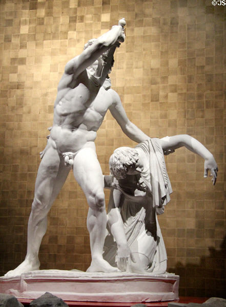 Sculpture group Ludovisi Gaul (cast in 17thC after 100 CE Roman copy after c230 BCE original) at Pergamon Museum. Berlin, Germany.