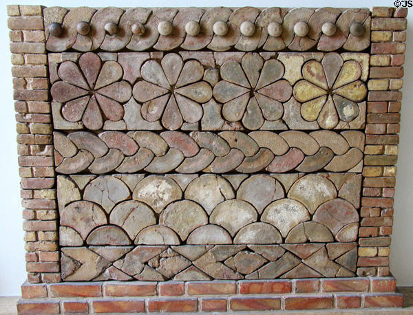 Part of altar made of shaped enameled bricks (c800 BCE) from Guzana (Tell Halaf) in Syria at Pergamon Museum. Berlin, Germany.