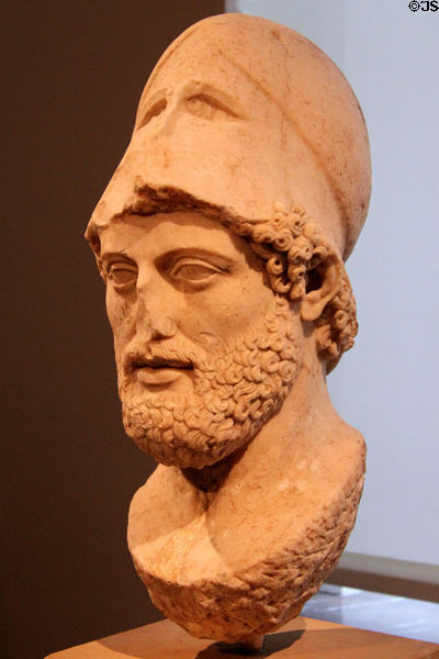 Roman copy of Greek portrait bust of Pericles (original c430 BCE) at Altes Museum. Berlin, Germany.
