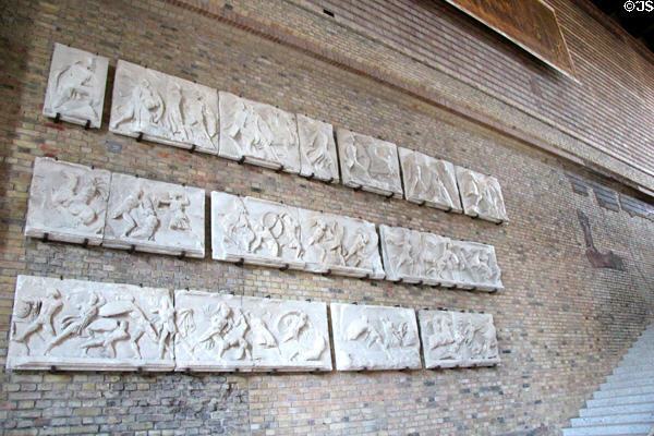 Plaster casts of Greek & Roman reliefs in Stairway Hall gallery at Neues Museum. Berlin, Germany.