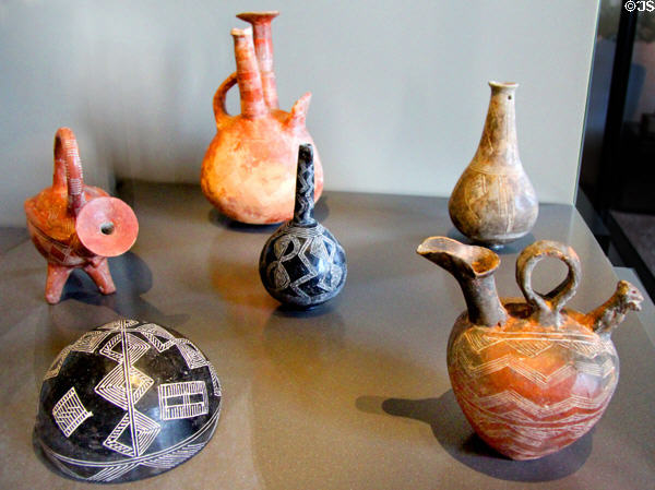 Red & black ceramic vessels (1st half 2nd millennium BCE) from Cyprus at Neues Museum. Berlin, Germany.