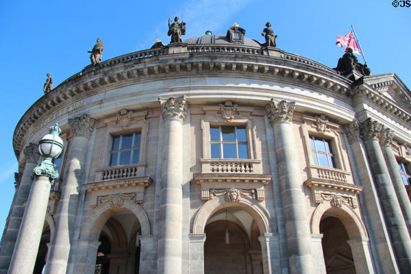 Arts represented by female figures around dome of Bode Museum. Berlin, Germany.