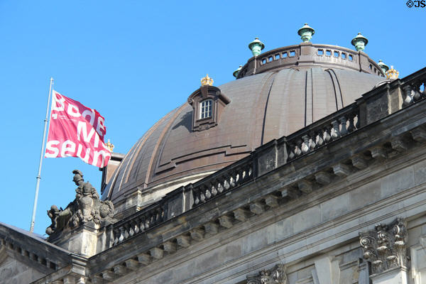 Ancient Rome symbolic figure at dome of Bode Museum. Berlin, Germany.