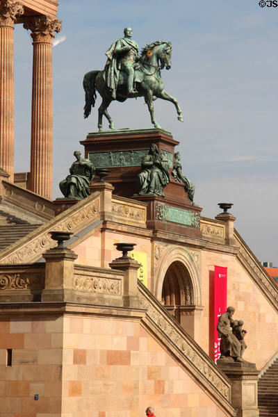 Memorial to Frederick William IV on steps of Alte Nationalgalerie. Berlin, Germany.