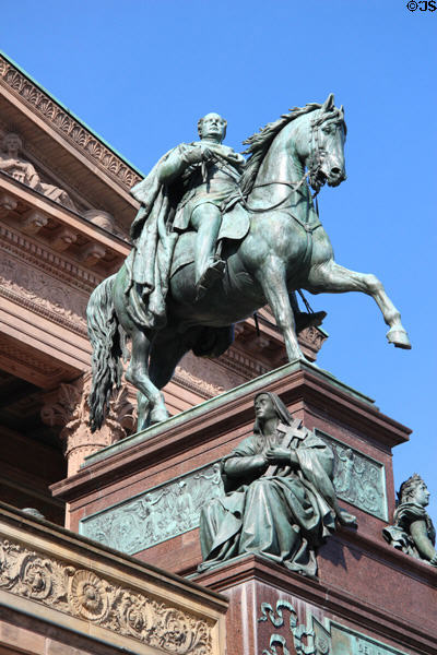 Memorial to Frederick William IV on steps of Alte Nationalgalerie. Berlin, Germany.