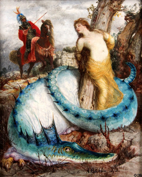 Ruggiero & Angelica painting (1873) by Arnold Böcklin at Alte Nationalgalerie. Berlin, Germany.