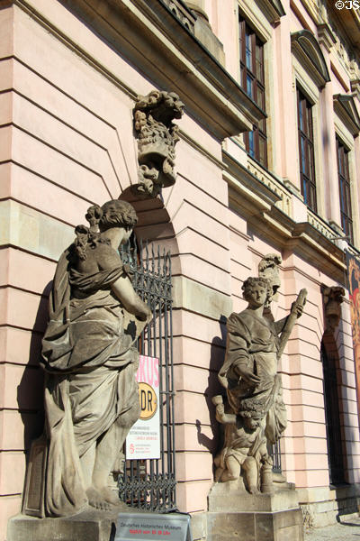 Statuary lining exterior of recreated (post WWII) German Historical Museum building. Berlin, Germany.