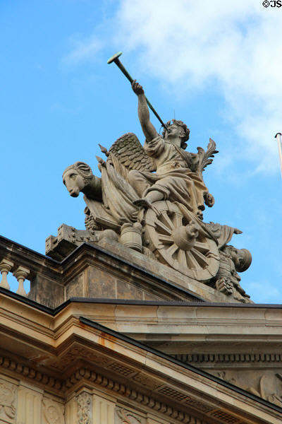 Military-themed statue atop German Historical Museum. Berlin, Germany.