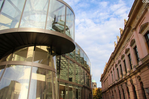 Modern glass addition (1999-2003) at German Historical Museum. Berlin, Germany. Architect: I.M. Pei.