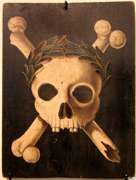 Plague warning sign (1607-35) from Augsburg at German Historical Museum. Berlin, Germany.