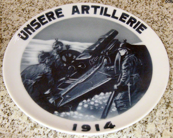 Commemorative plate of German artillery (1914) by Anton Hoffmann for Rosenthal Porcelain at German Historical Museum. Berlin, Germany.
