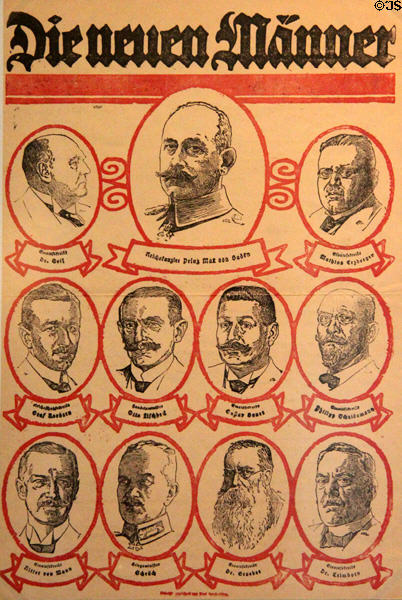 Poster of cabinet of Reich Chancellor Prince Maximilian of Baden which surrendered Germany in WWI at German Historical Museum. Berlin, Germany.