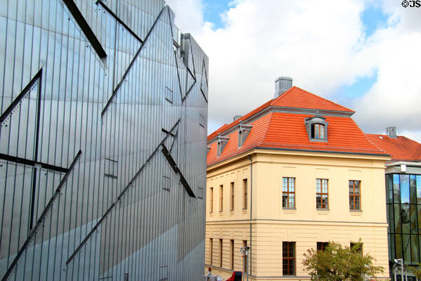 Juxtaposition of modern structure & former Baroque court both now used for Jewish Museum Berlin. Berlin, Germany.