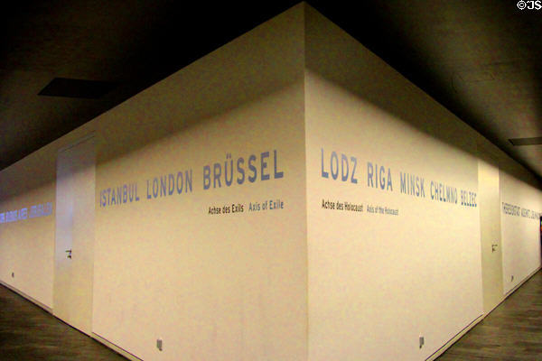 Symbolic corridors of cities of exile versus concentration camps at Jewish Museum Berlin. Berlin, Germany.