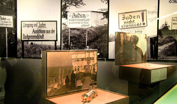 Photos of signs forbidding rights of Jews by Nazi regime at Jewish Museum Berlin. Berlin, Germany.