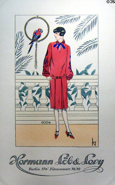 Fashion lithograph (1926) by Alice Neumann for Berlin Jewish business at Jewish Museum Berlin. Berlin, Germany.