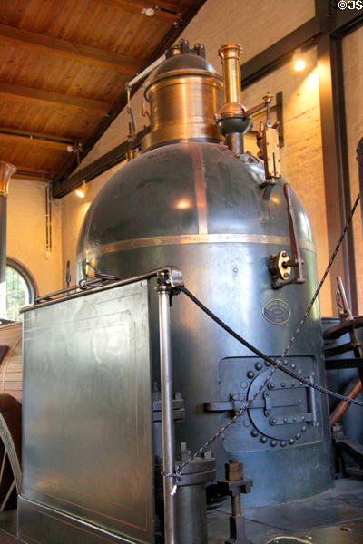 Boiler of steam locomotive "Beuth" (1842) by Borsig of Berlin at German Museum of Technology. Berlin, Germany.